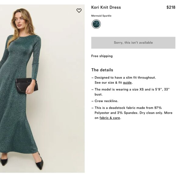 NWT: Reformation Kori Knit Dress in Mermaid Sparkle - Picture 3 of 3